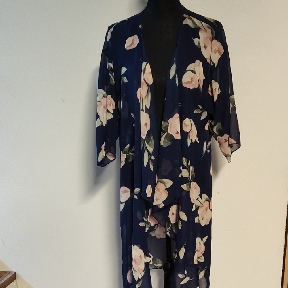 LuLaRoe Navy Floral Kimono Top